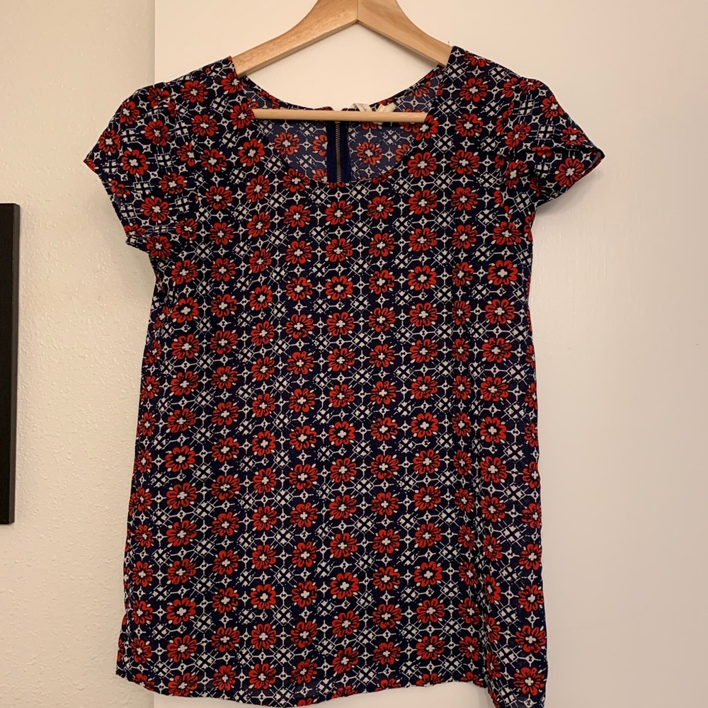 Japna Red/White/Blue Floral Top